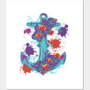 Floral anchor Posters and Art